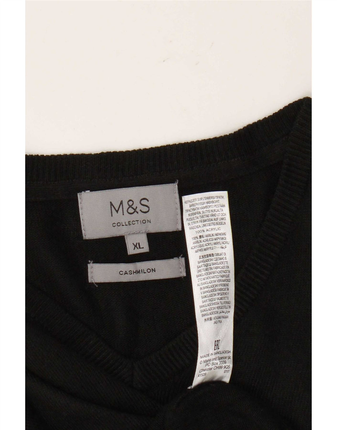 Marks & Spencer Herre V-hals sweater XL Sort Akryl