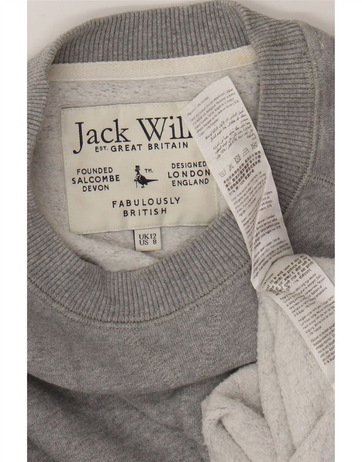 JACK WILLS Dame Oversized Sweatshirt Jumper UK 12 Medium Grå Bomuld