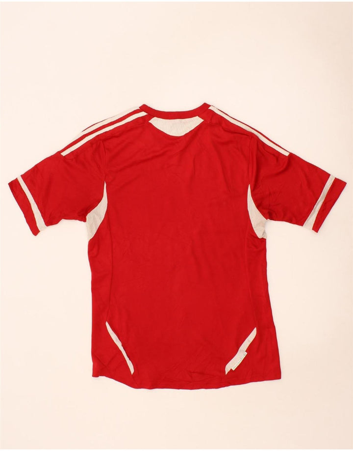 ADIDAS Mens Graphic T-Shirt Top Medium Red Colourblock Polyester Vintage Adidas and Second-Hand Adidas from Messina Hembry 