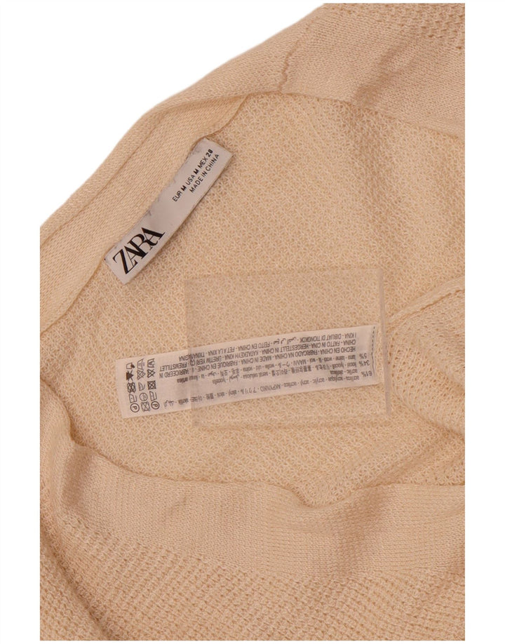 Zara Dame 3/4 ærmet oversized cardigan sweater UK 14 Medium Off White