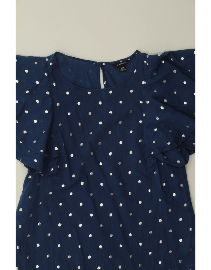 J. CREW Womens Blouse Top UK 2 2XS Navy Blue Spotted Cotton Vintage J. Crew and Second-Hand J. Crew from Messina Hembry 