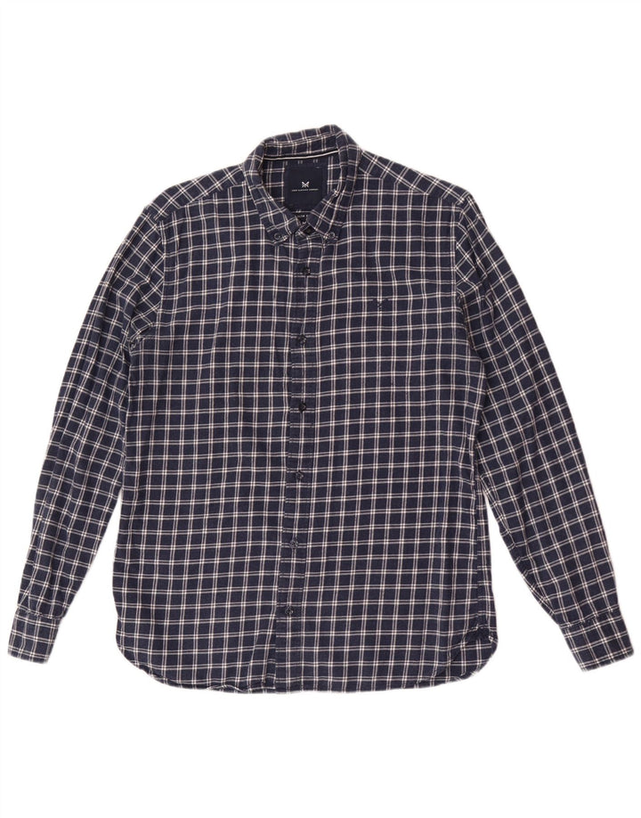 Besætningstøj Herre Slim Fit Flanellskjorte Medium Navyblå Ternet bomuld