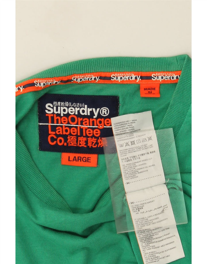 SUPERDRY Herre T-Shirt Top Stor Grøn Bomuld