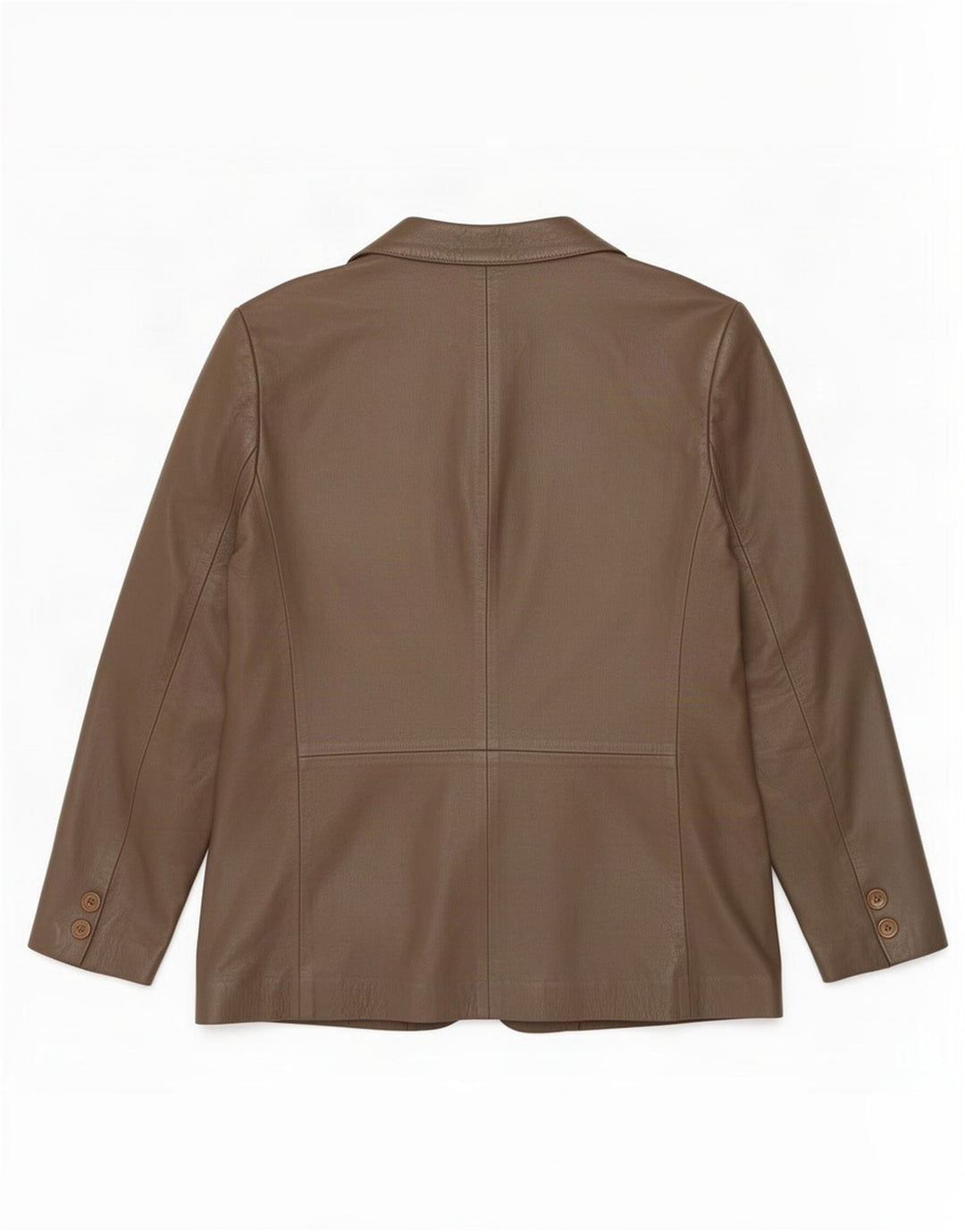 Vintage Dame Dobbeltradet Læder Blazer Jakke IT 50 XL Brun