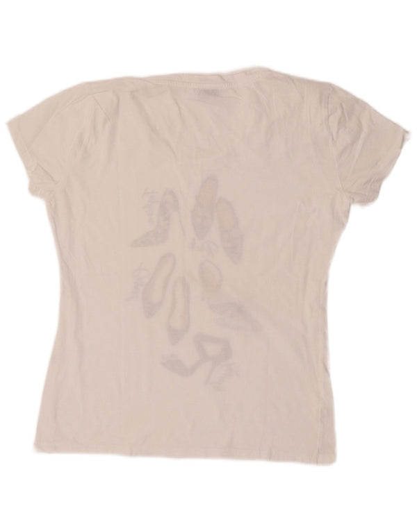 Liu Jo Grafisk T-shirt top til kvinder UK 14 Medium White