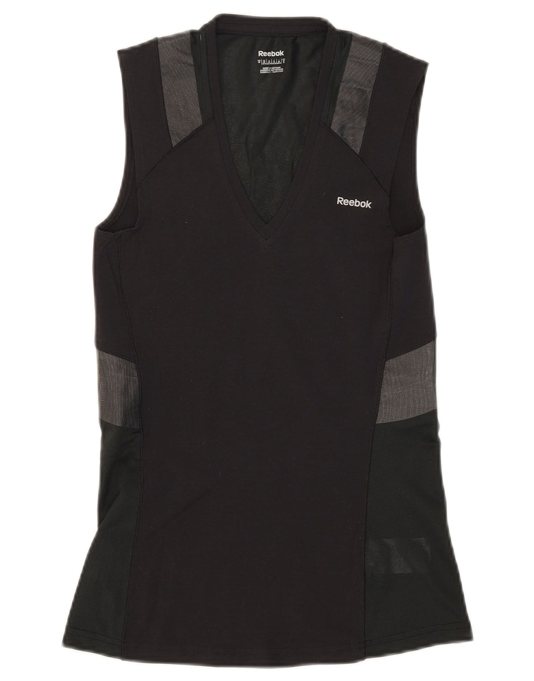 Reebok Damevest Top UK 12/14 Medium Sort Colourblock Bomuld
