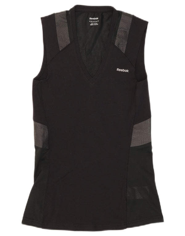 Reebok Damevest Top UK 12/14 Medium Sort Colourblock Bomuld