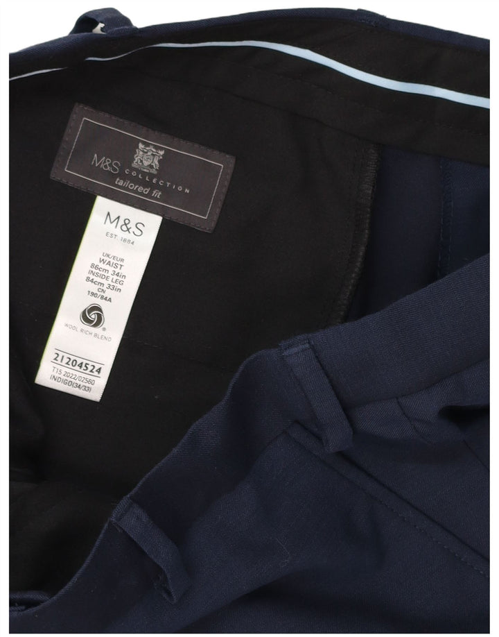 Marks & Spencer Straight Suit Bukser til mænd W34 L33 Blå