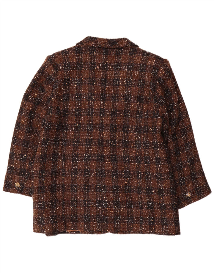 Vintage dame 2-knaps blazerjakke UK 18 XL brun ternet