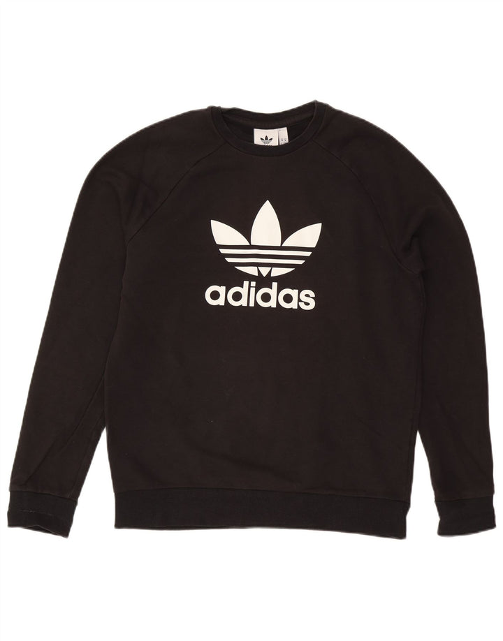 Adidas Grafisk Sweatshirt Jumper Medium Sort Bomuld