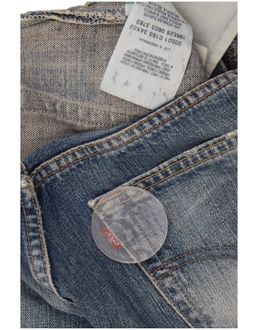 Levi's Herre 501 Distressed Straight Jeans W34 L27 Blå Bomuld
