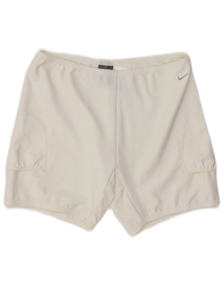 NIKE Dri Fit sportsshorts til kvinder UK 12 Medium White Polyester