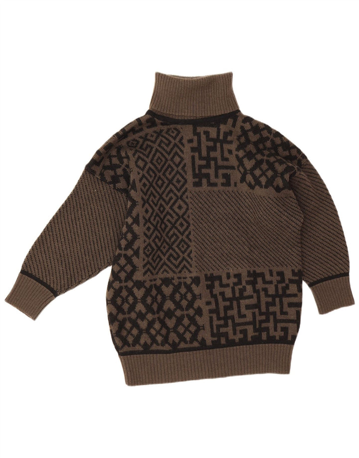 i Blues Dame Rullehalstrøje IT 42 Medium Brun Geometrisk