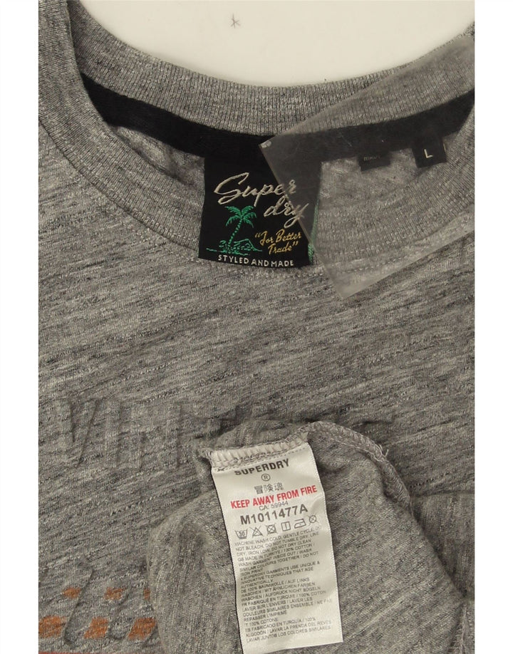 Superdry Grafisk T-shirt top til mænd, stor grå flækket bomuld