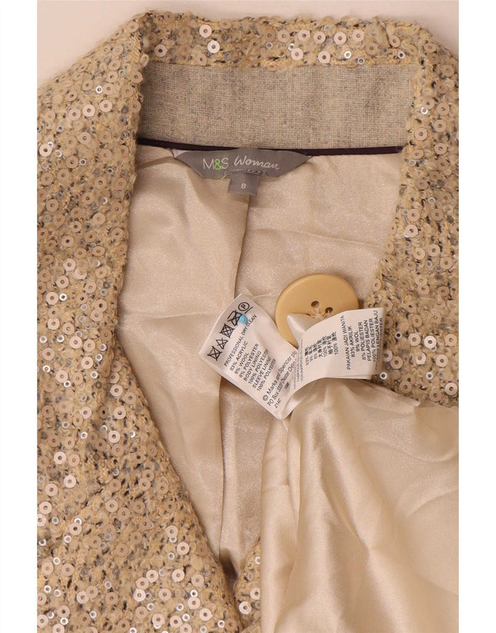 Marks & Spencer Dame Paillet Dobbeltradet Frakke UK 8 Small Beige