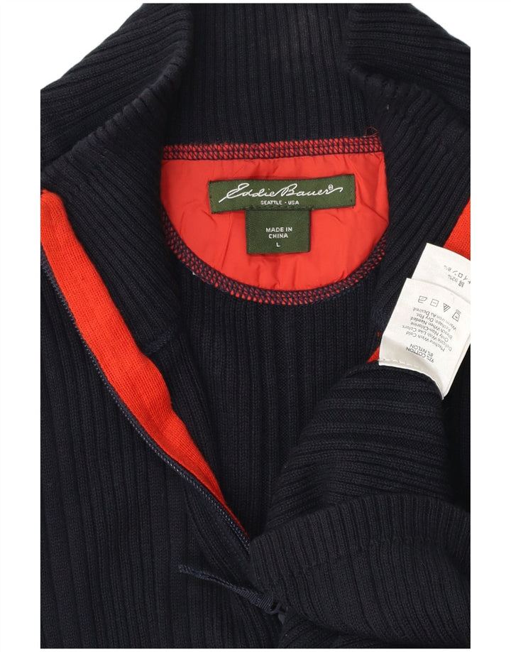EDDIE BAUER Herre cardigan sweater Stor marineblå bomuld