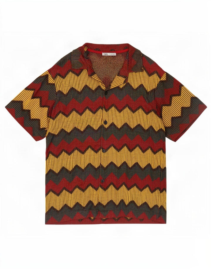 Zara Kortærmet Herreskjorte Medium Flerfarvet Chevron Polyester