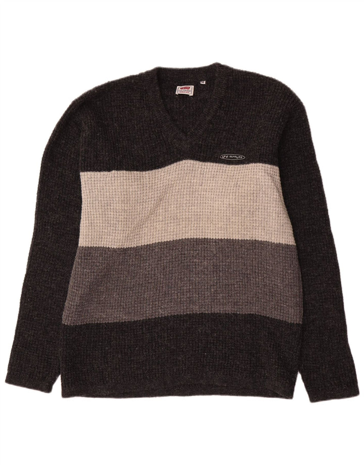 Levi's Herre V-hals sweater Medium Grå Colourblock Uld
