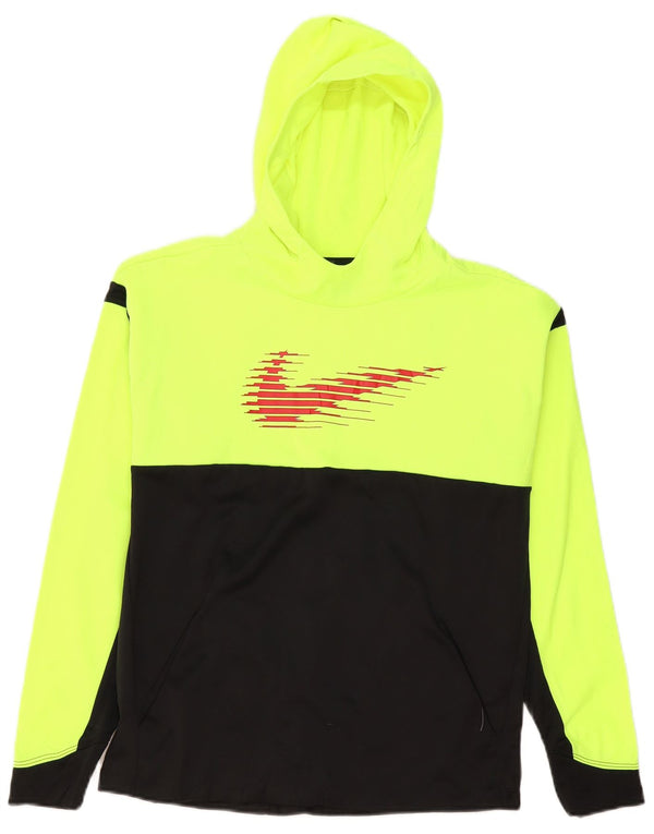 Nike drenge Dri Fit grafisk hættetrøjetrøje 13-14 år XL gul farveblok