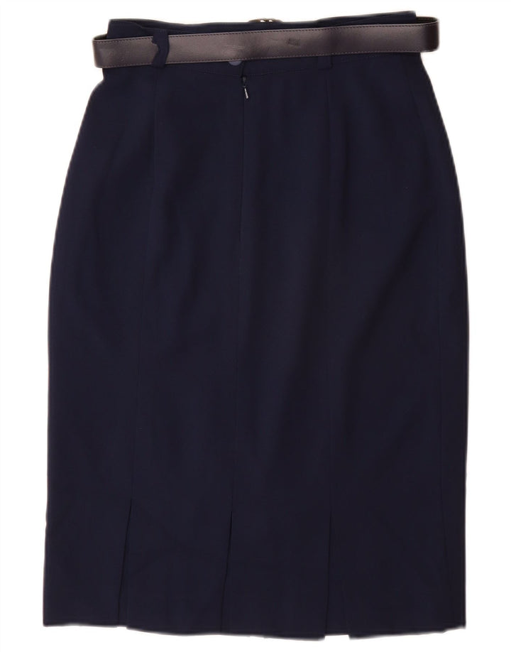 VINTAGE Pencil Nederdel til kvinder UK 10 Small W26 Navy Blue Polyester