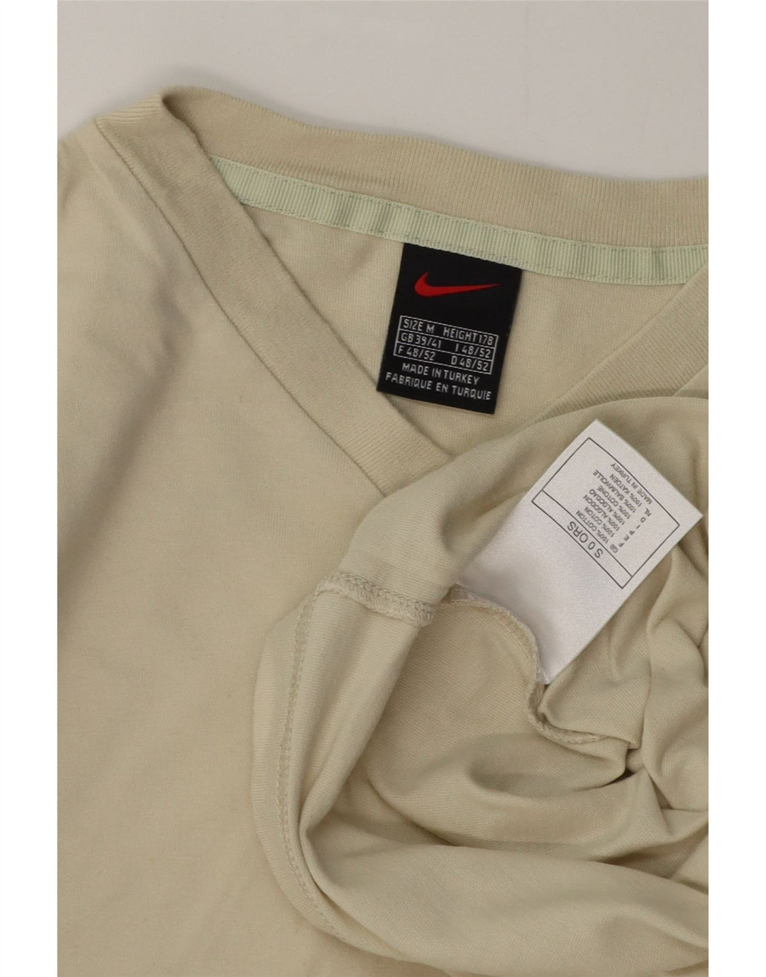 Nike Herre T-Shirt Top UK 39/41 Medium Beige Bomuld
