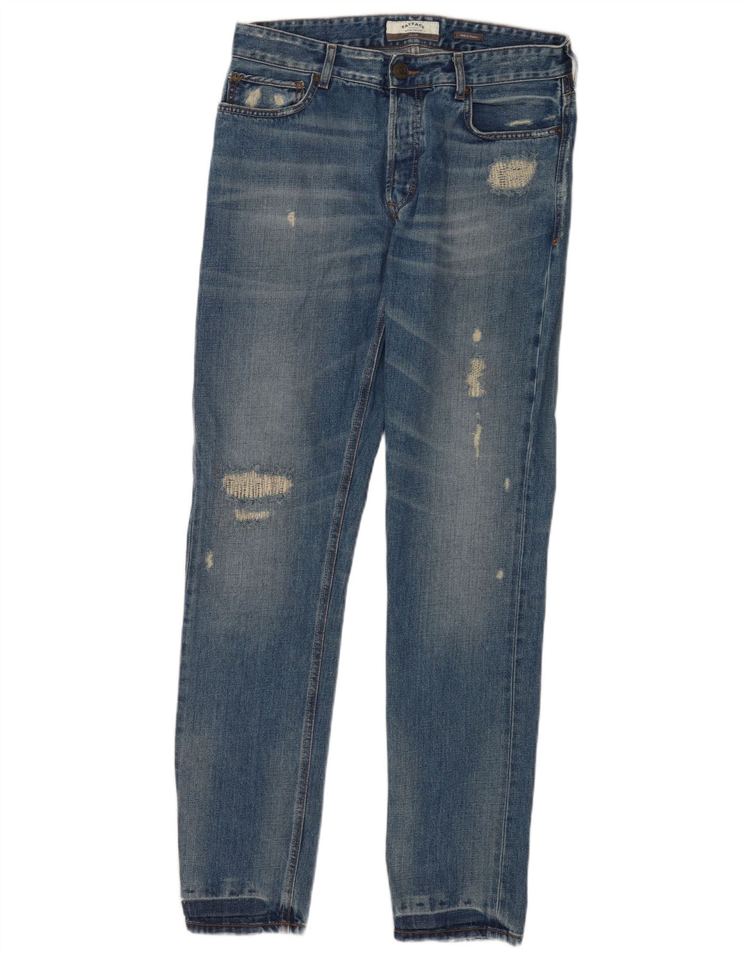 Fat Face Mænd Distressed Slim Jeans W32 L33 Blå Bomuld