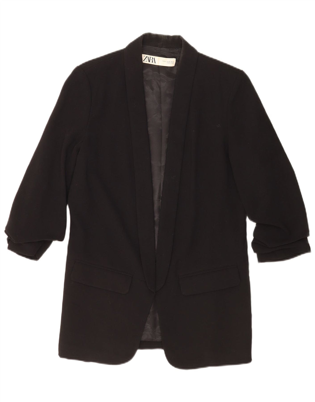 Zara Dame Oversized Blazer Jacket UK 6 XS Sort Polyester