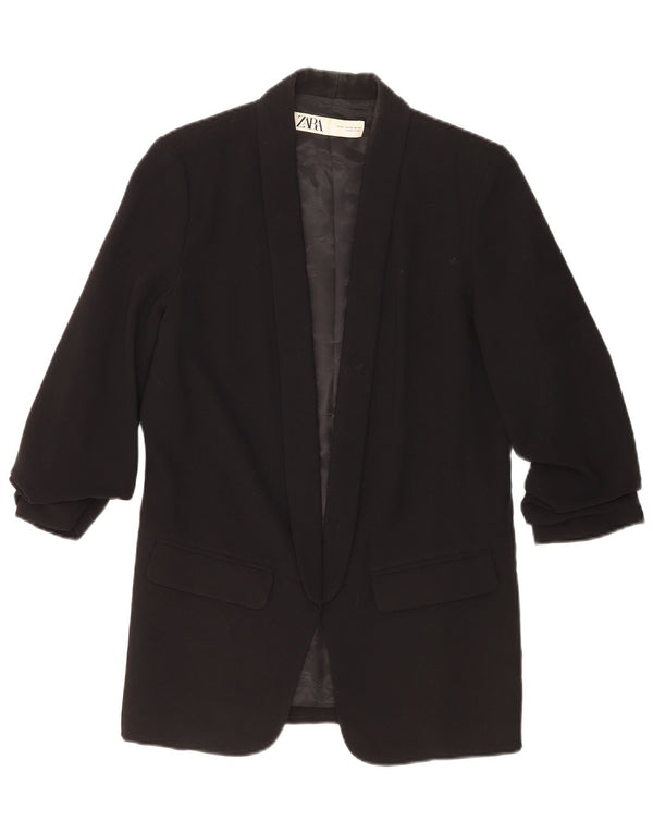 Zara Dame Oversized Blazer Jacket UK 6 XS Sort Polyester
