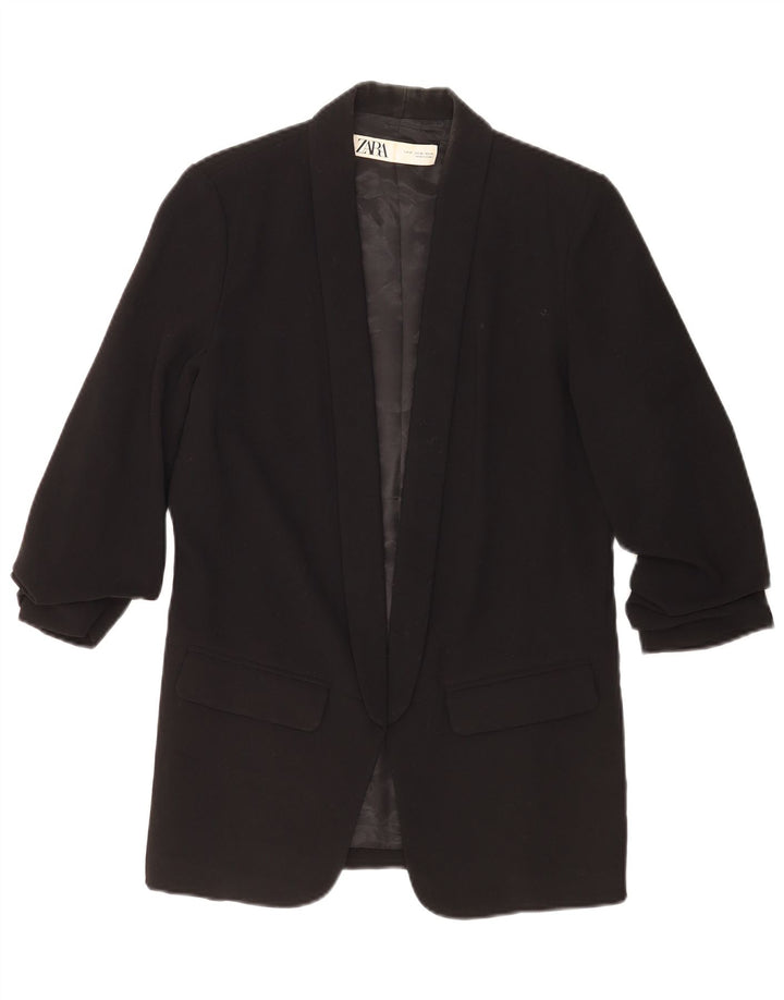 Zara Dame Oversized Blazer Jacket UK 6 XS Sort Polyester