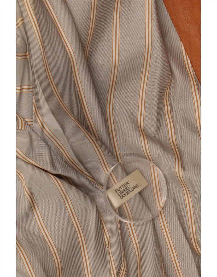 Vintage Dame Dobbeltradet Læderfrakke UK 14 Stor Brun