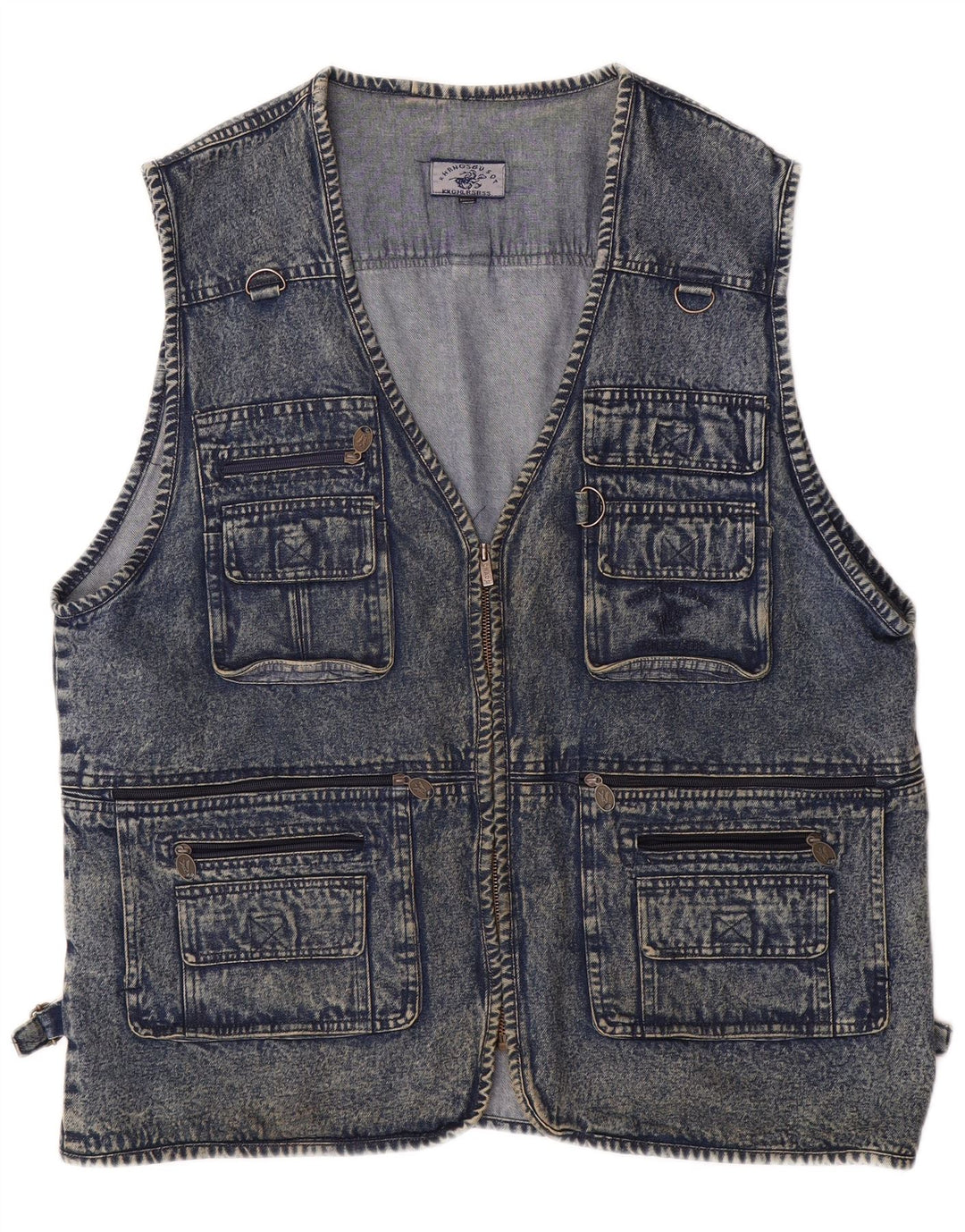 VINTAGE Herre Denim Gilet UK 50 5XL Blå