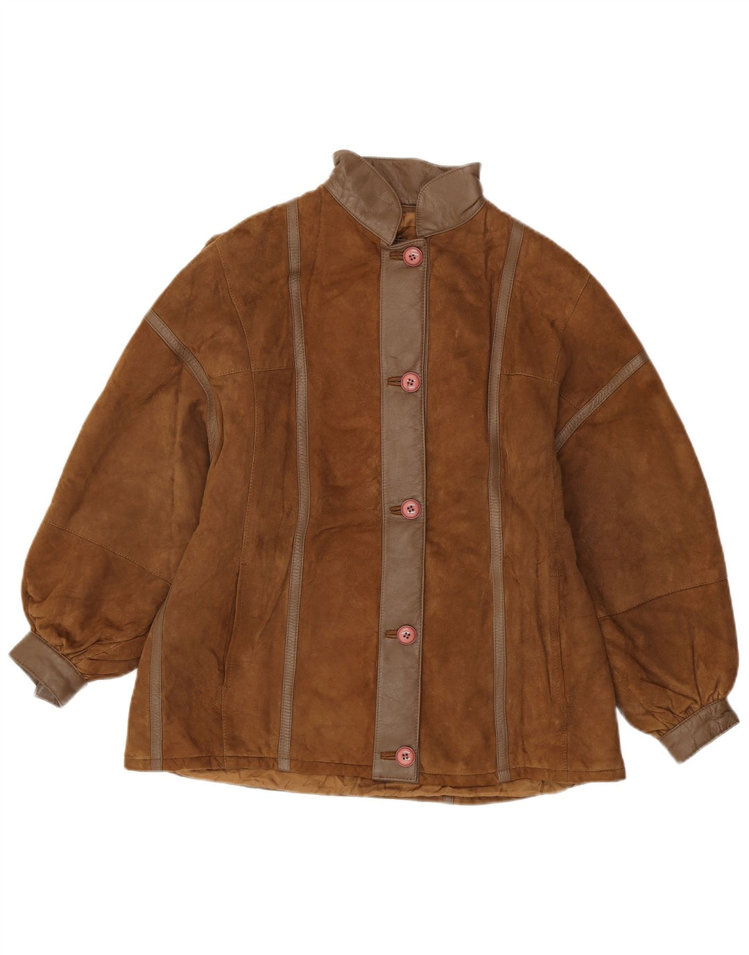 Vintage Dame Oversized Ruskindsjakke IT 42 Medium Brun
