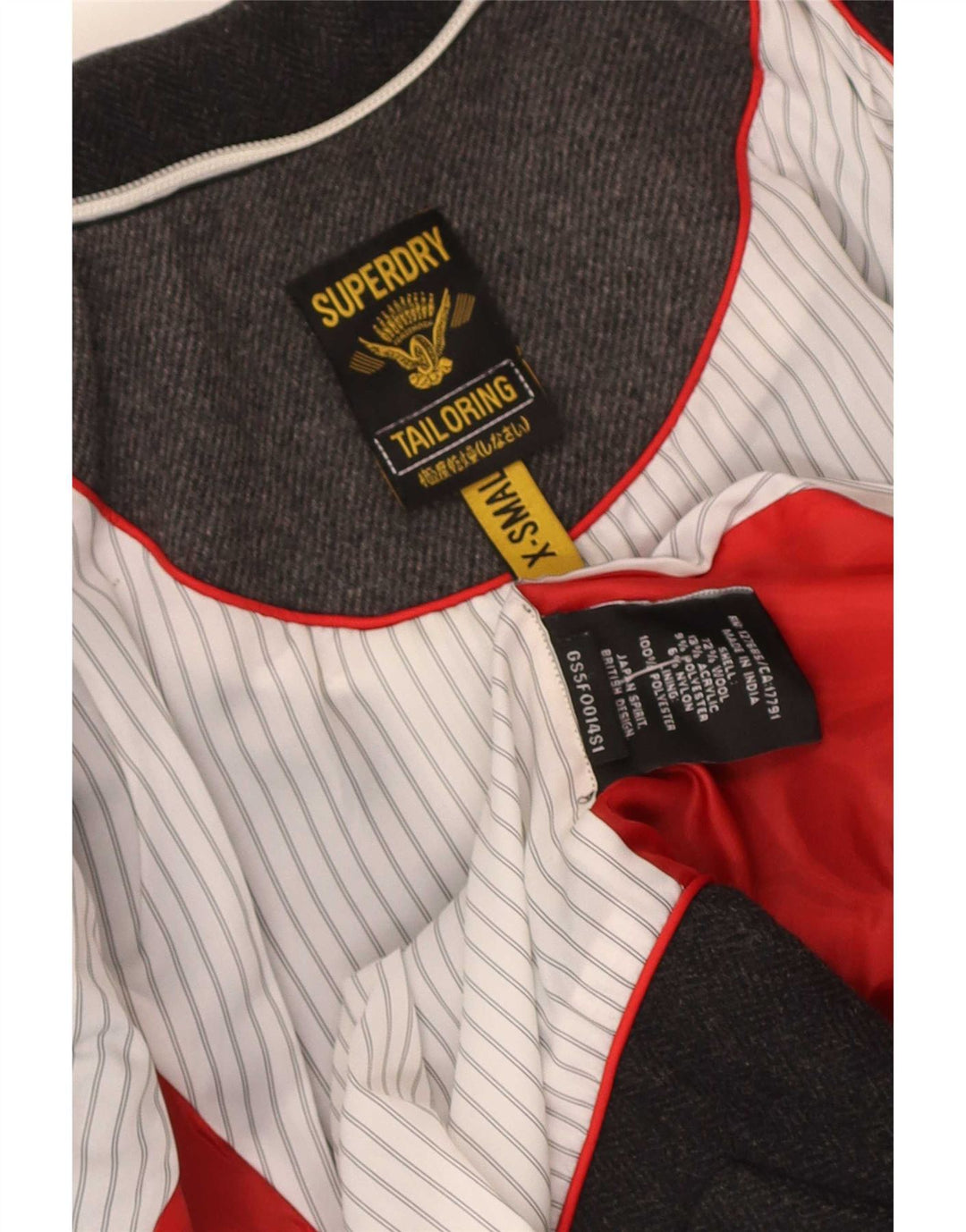 Superdry Dame 2-knaps blazerjakke UK 6 XS grå uld