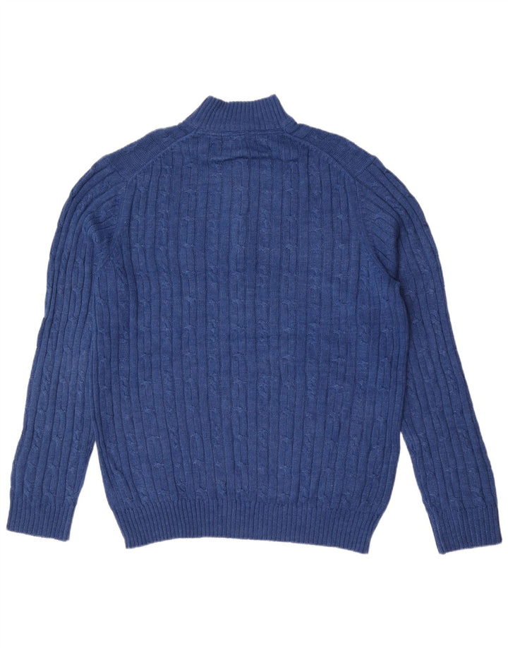 Izod Herre Zip Neck Jumper Sweater Stor Blå Bomuld
