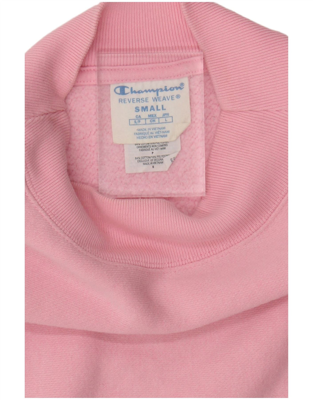 CHAMPION Womens Oversized Crop Sweatshirt Jumper UK 10 Small Pink Cotton
