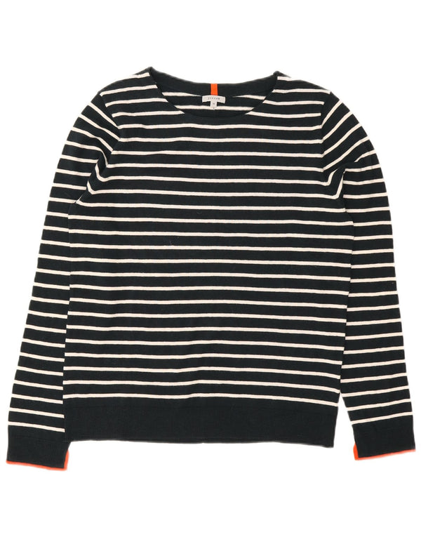 Jigsaw Dame Boat Neck Jumper Sweater UK 14 Mellem marineblå stribet