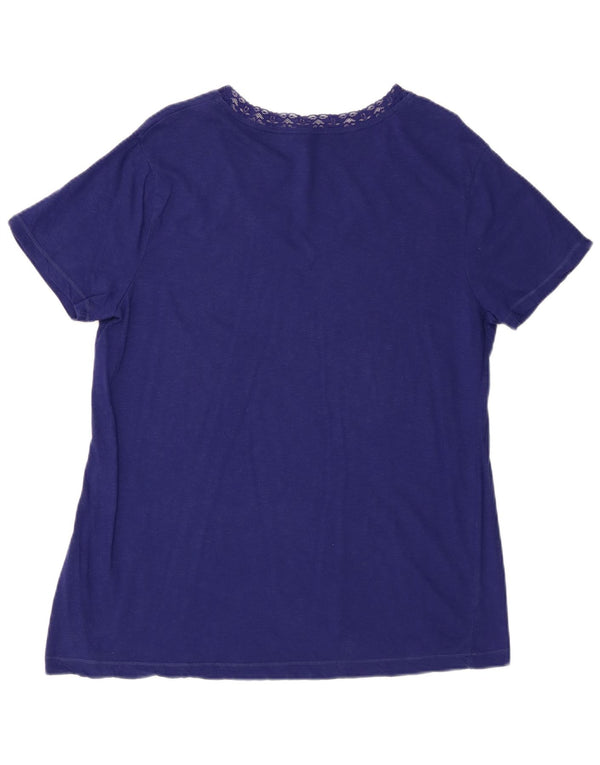 Eddie Bauer Dame T-Shirt Top UK 18 XL Lilla Bomuld