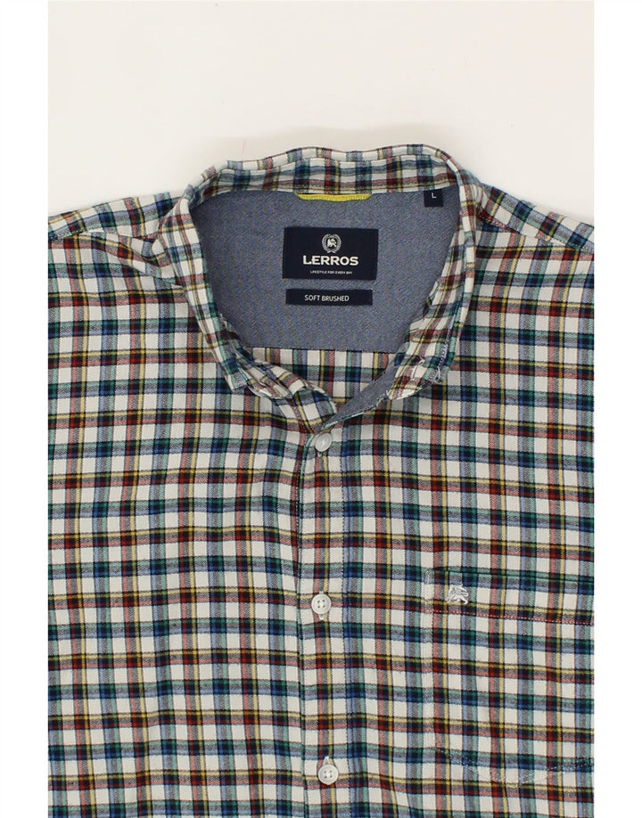 LERROS Mens Flannel Shirt Large Multicoloured Check Cotton Vintage Lerros and Second-Hand Lerros from Messina Hembry 