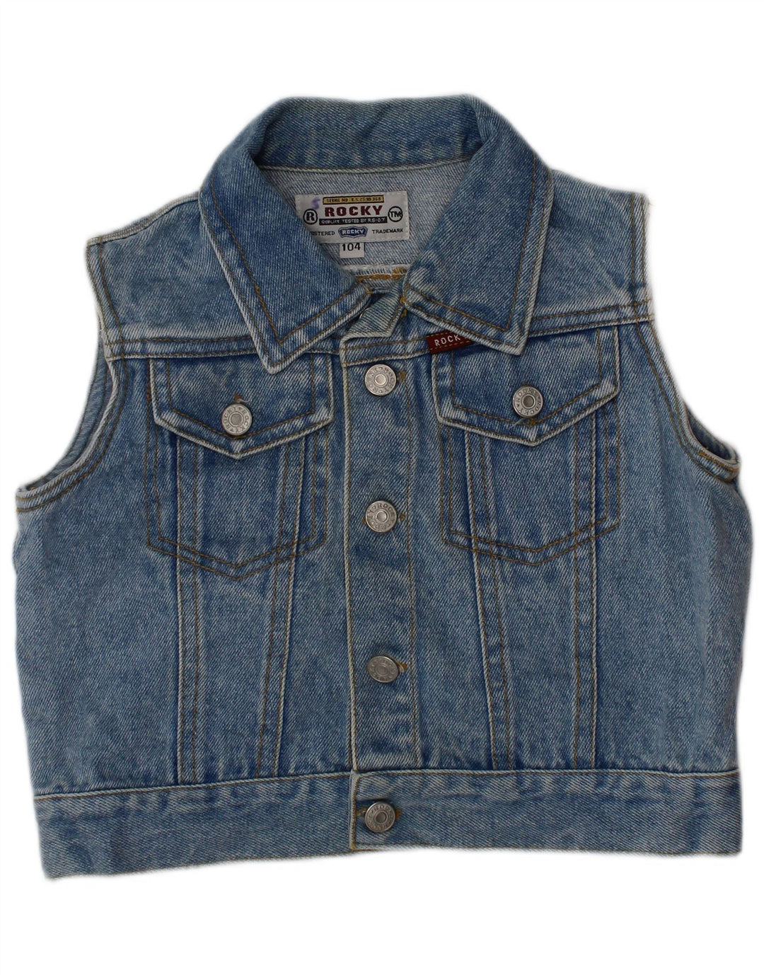 ROCKY Boys Denim Gilet 3-4 Years Blue Cotton
