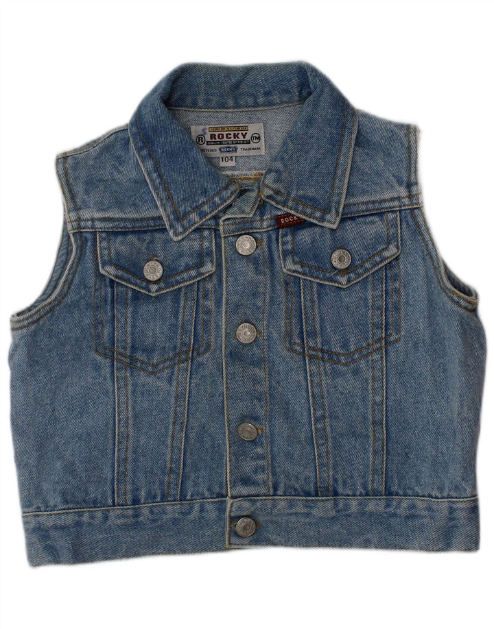 ROCKY Boys Denim Gilet 3-4 Years Blue Cotton