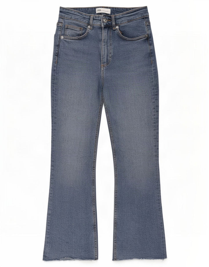 Zara Womens High Rise Flared Jeans EU 38 Small W28 L26 Blue