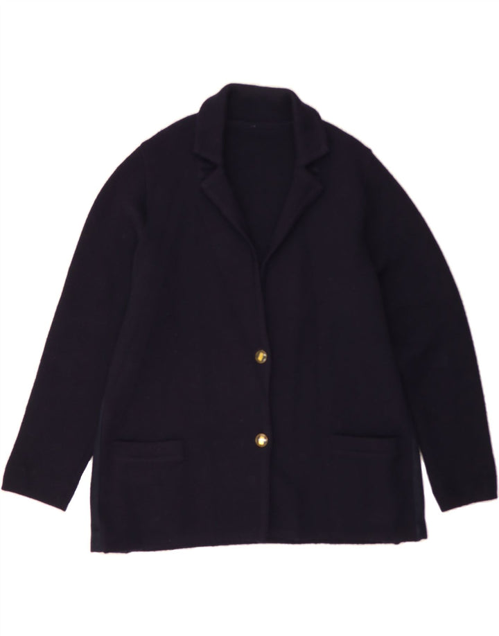 VINTAGE Womens 2 Button Blazer Jacket UK 12 Medium Navy Blue Vintage Vintage and Second-Hand Vintage from Messina Hembry 