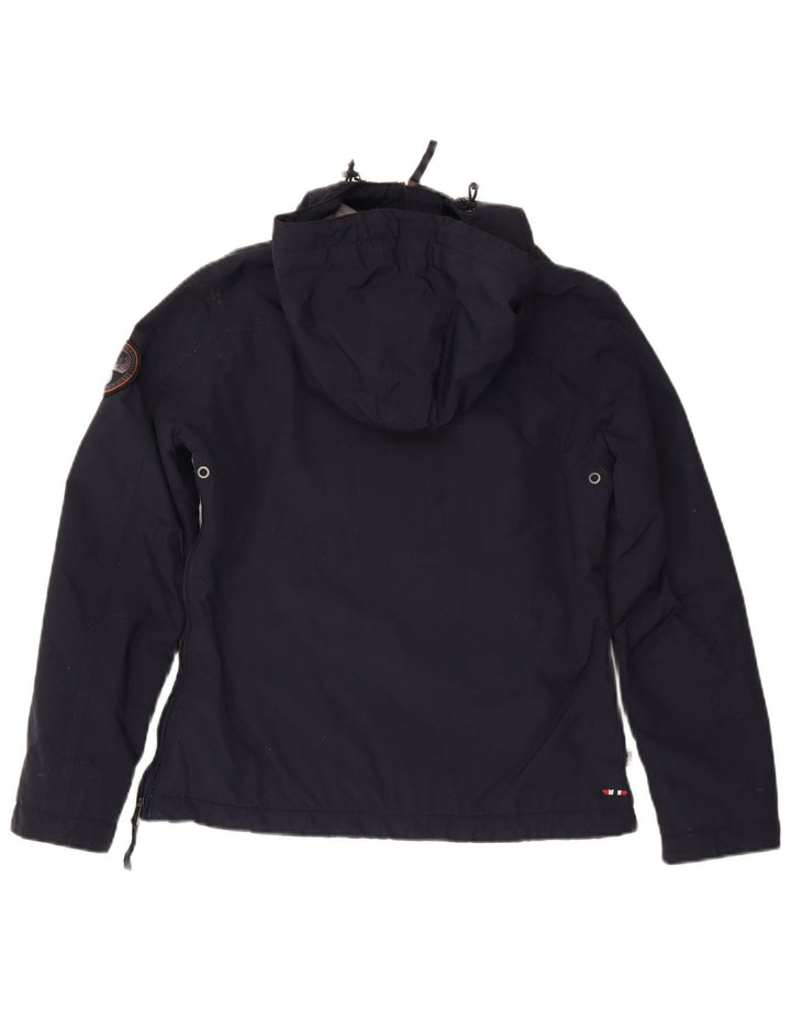 Napapijri Womens Geographic Graphic Anorak Jacket UK 14 Medium Navy Blue