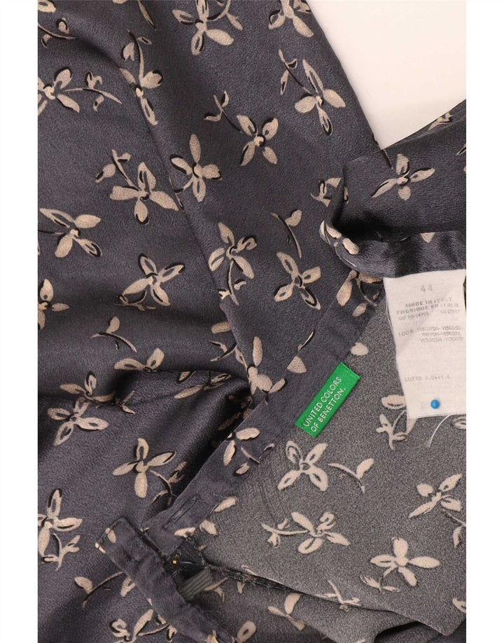 Benetton Dame A-Line Nederdel IT 44 Medium W30 Grå Floral Viscose