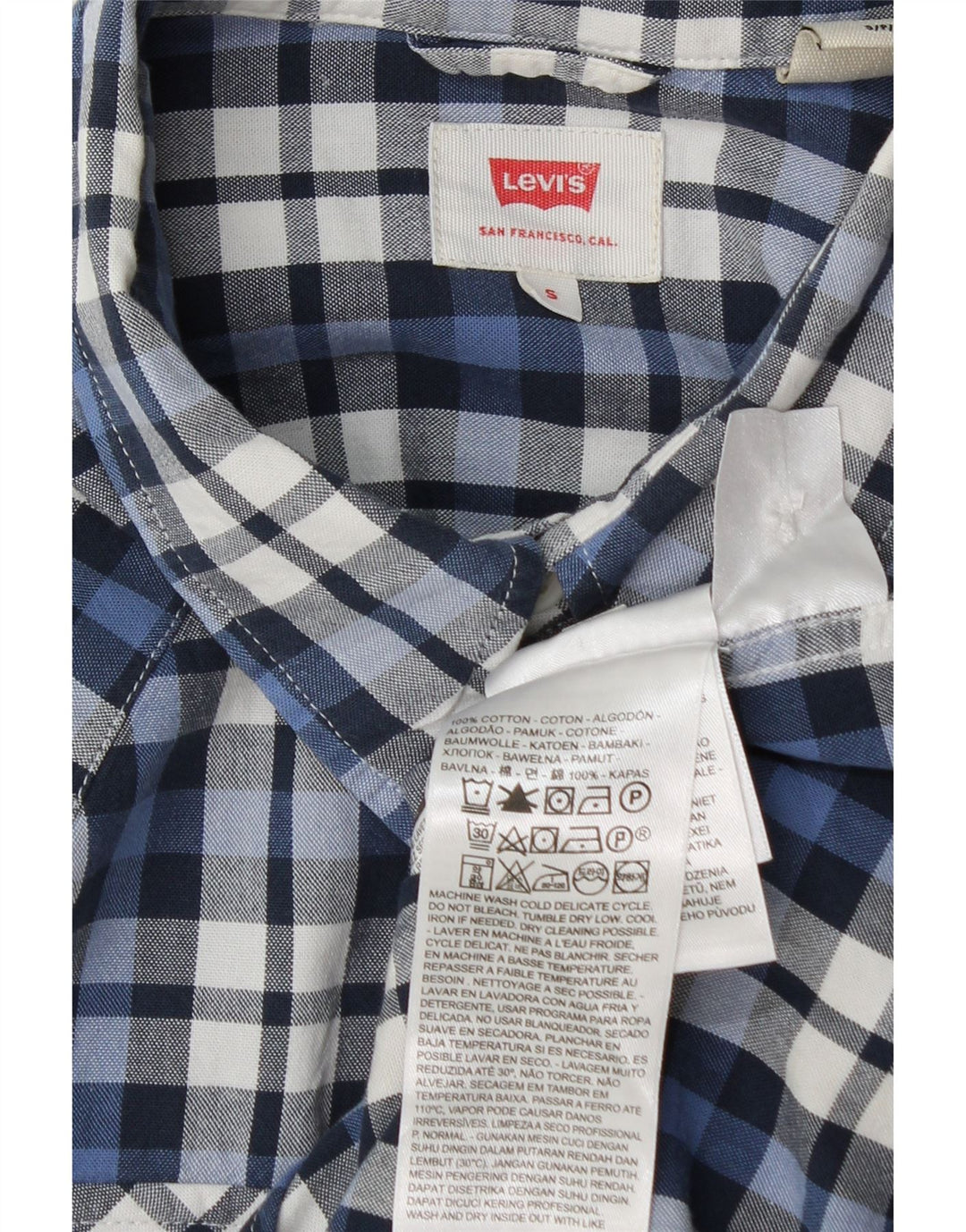 Levi's herreskjorte lille blå ternet bomuld