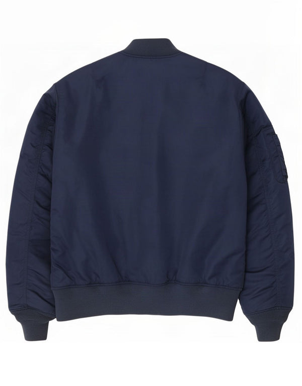 Pull & Bear Herre Bomber Jacket UK 38 Medium Navy Blue Colourblock