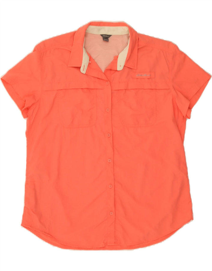 EDDIE BAUER Womens Short Sleeve Shirt UK 16 Large Pink Nylon Vintage Eddie Bauer and Second-Hand Eddie Bauer from Messina Hembry 
