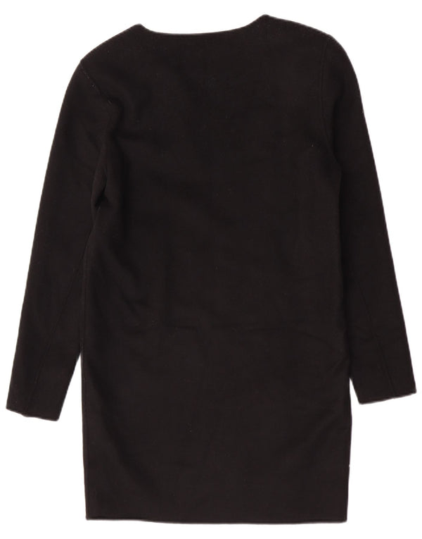 Massimo Dutti Dame Langærmet Oversized Jumper Kjole UK 6 XS Sort Uld