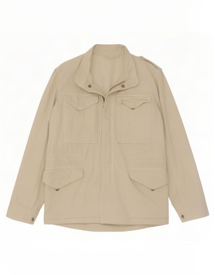 Zara Herre Utility Jacket UK 36 Small Beige Cotton