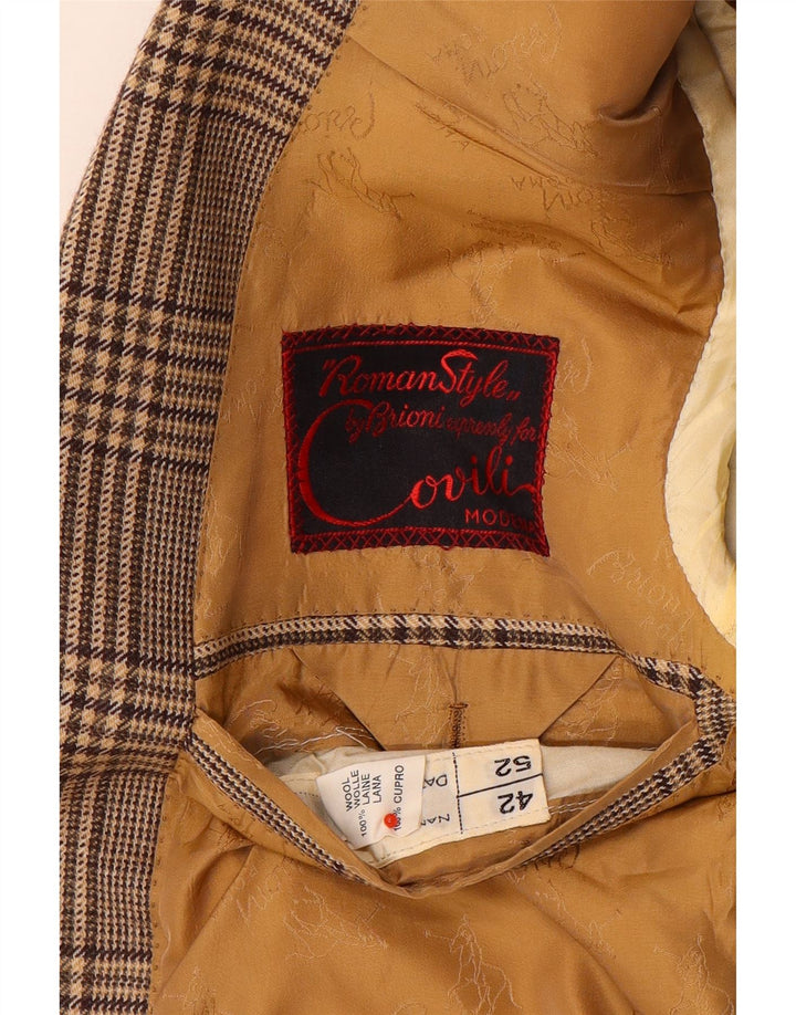 Vintage herre 2-knaps blazerjakke UK 42 XL brun ternet uld